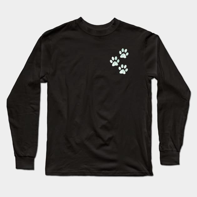 Blue Teal Marble Paws Long Sleeve T-Shirt by TheWildOrchid